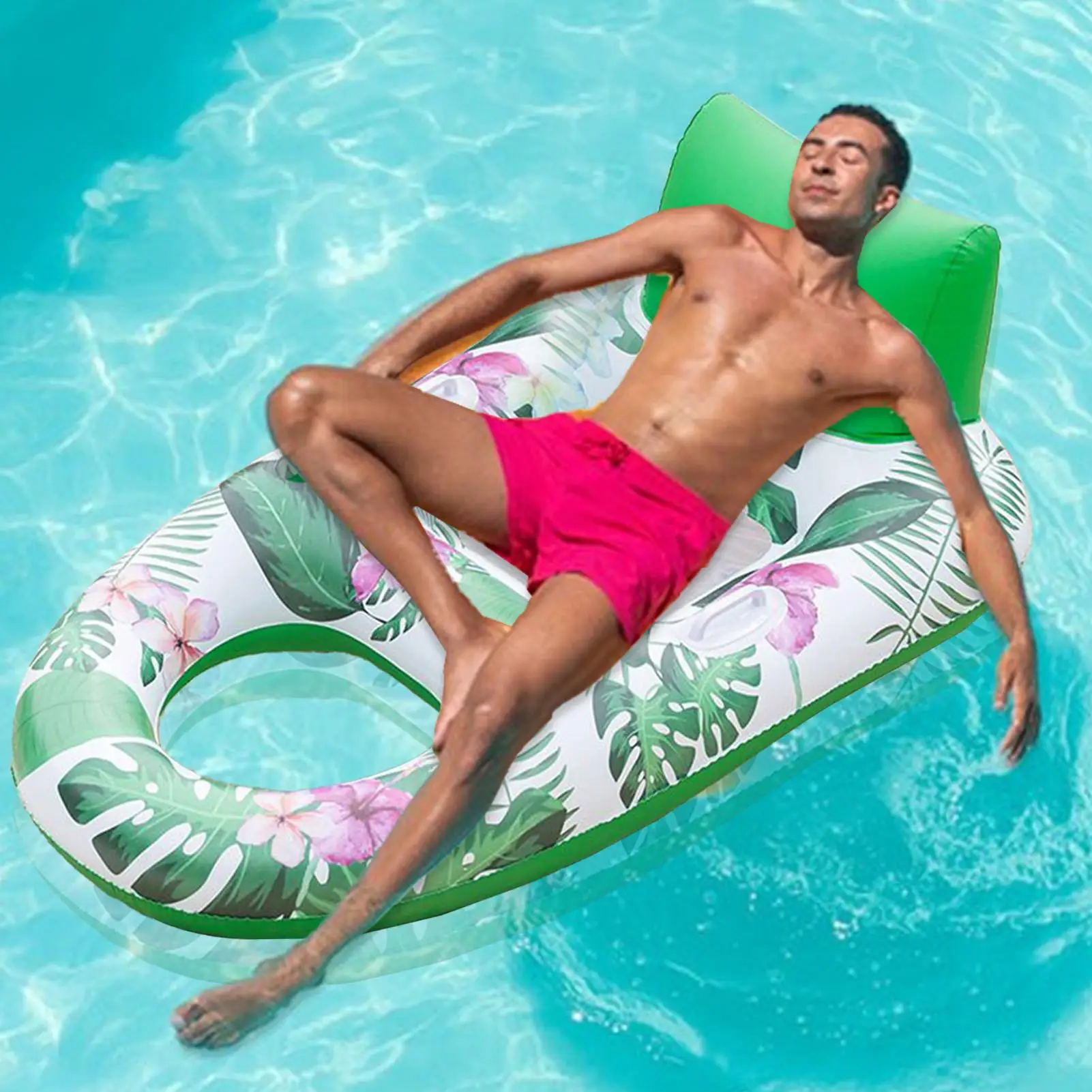 Tumbona de piscina bronceadora, colchón de aire inflable, tumbona de piscina, cama flotante de agua multiusos para parque de atracciones, fiesta de viaje