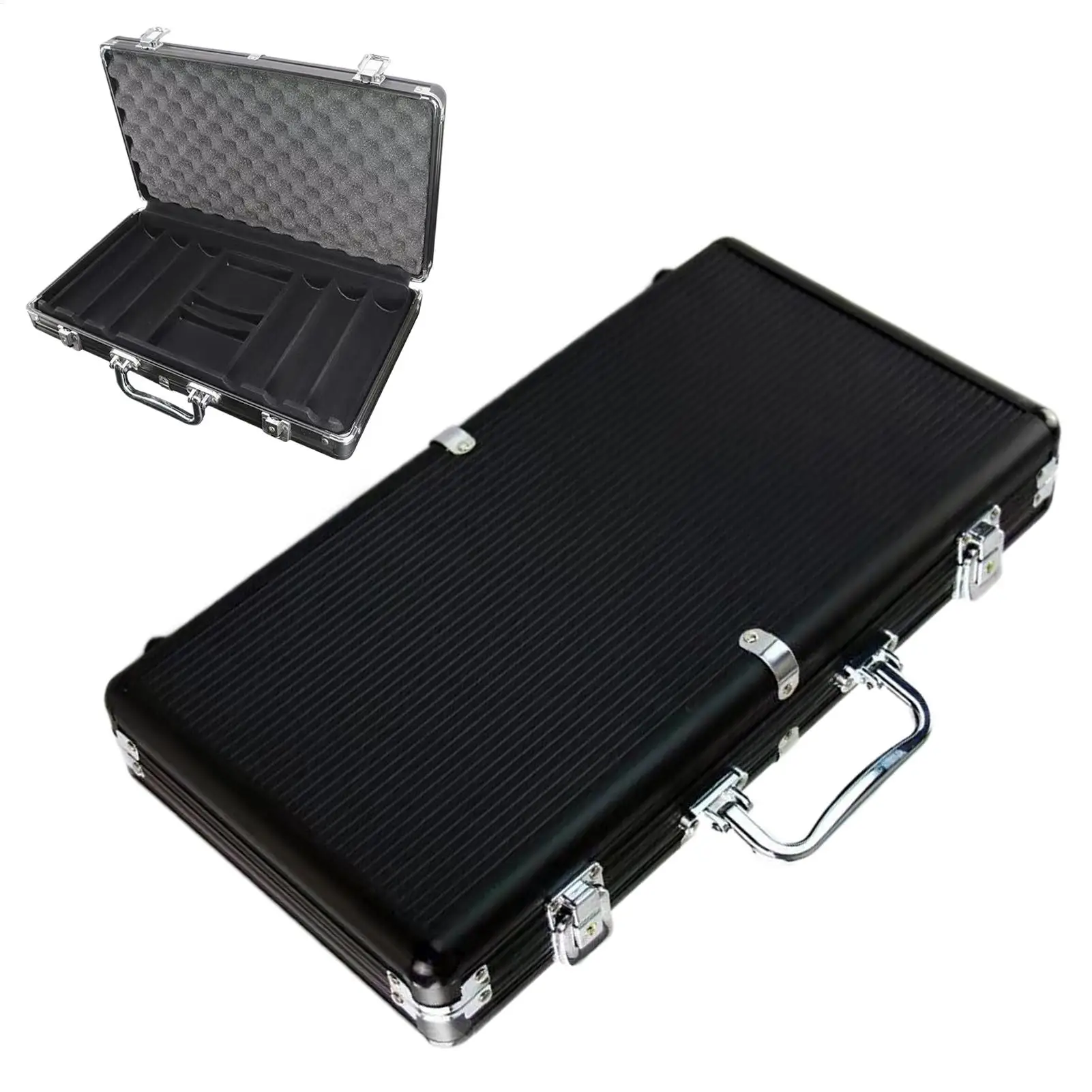 

Aluminum Poker Case 300 Pieces Capacity Matte Black Aluminum Alloy Full Protection Poker Chip Display Case For Lovers Family