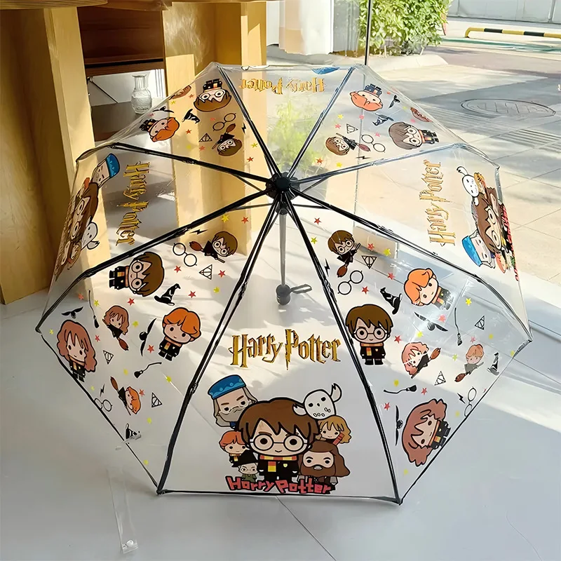 

Harry Potter Transparent Foldable Umbrella - Manual & Automatic, Kids Cartoon-Themed, Reinforced Windproof Rain Gear
