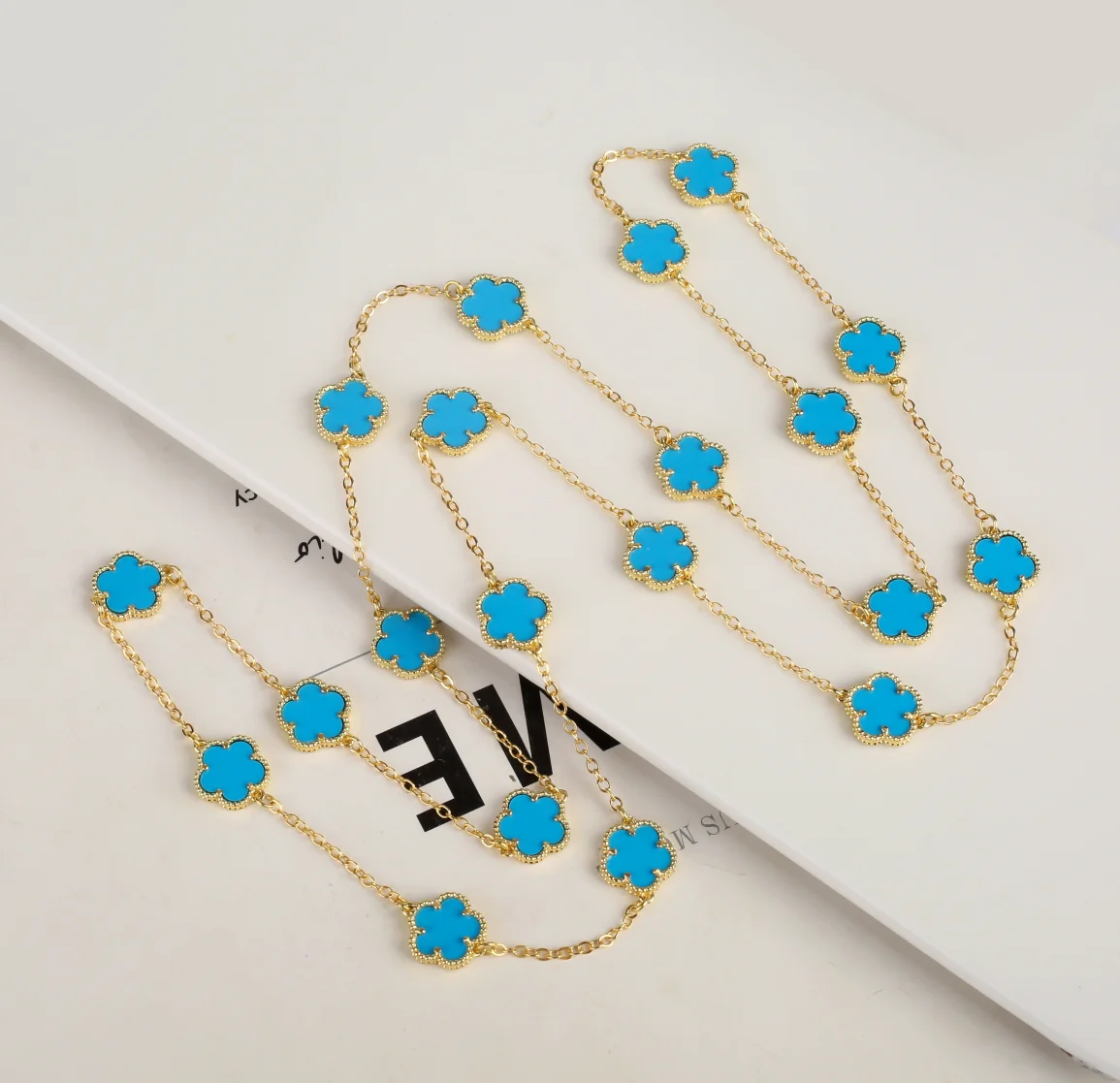 Plum Blossom High Quality Hot Selling Creative Double Sided Long Sweater Chain Five Leaf Flower Jewelry Luxury Women 12mm