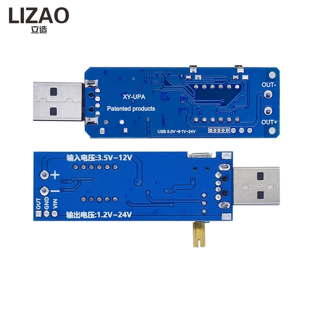 LIZAO XY-UPA DC-DC USB Boost Buck Converter 5V Input to 1.2V-24V Output Adjustable Step Up Down Power Supply Module