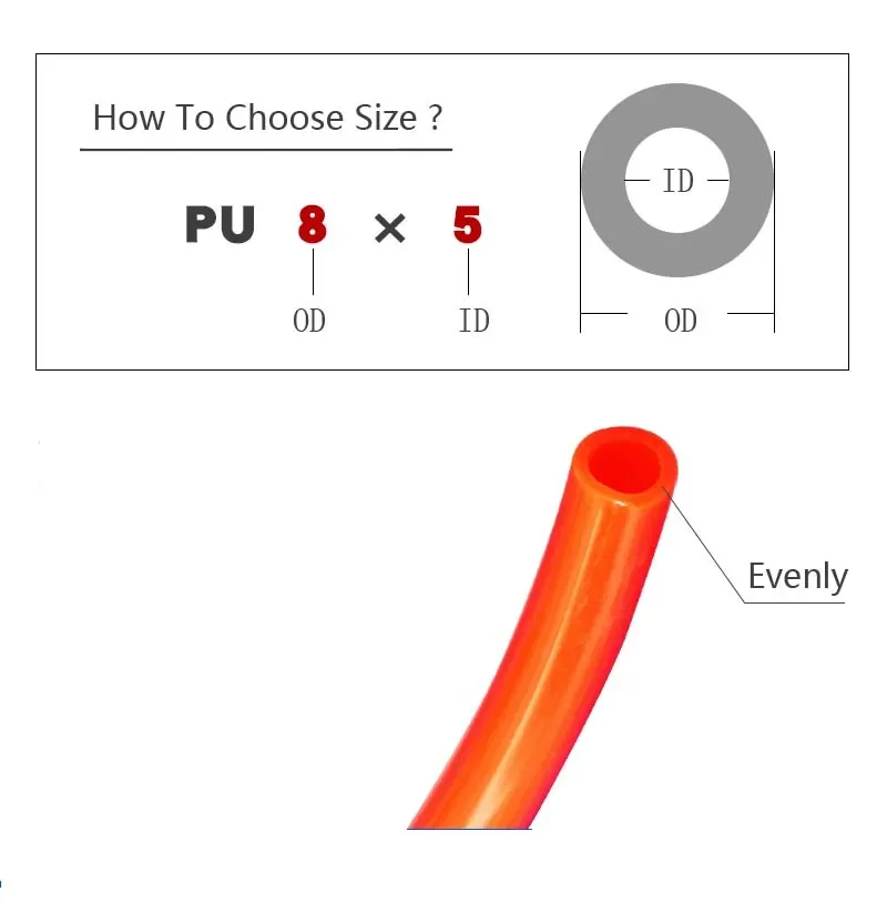 PU pipe 8mm x 5mm Polyurethane Air Compressor Hose Tube With EU/C Type Fitting Flexible Tool Connector Spring Spiral Pipe 8*5