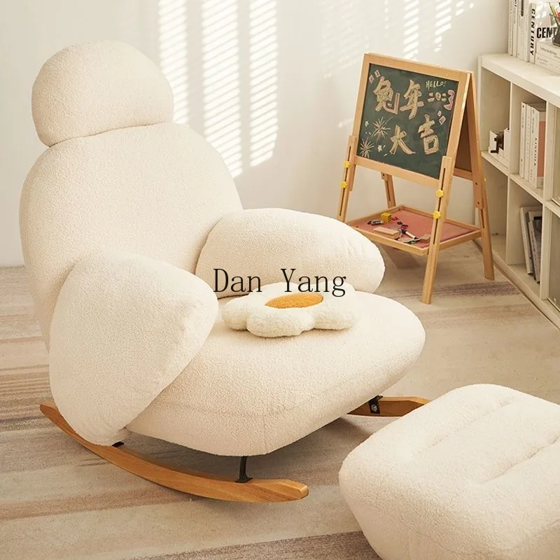 YJ household balcony recliner leisure chair living room sofa single sofa large white rocking chair