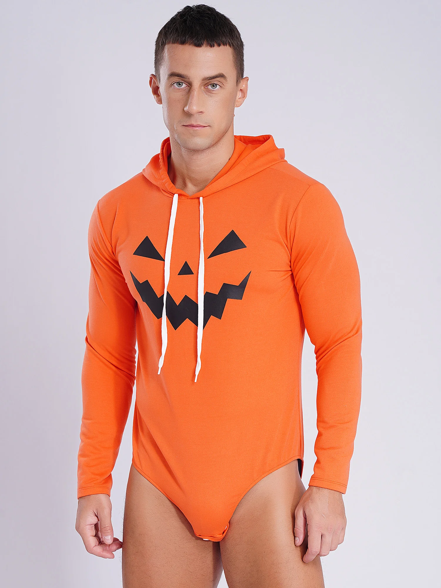 Sudadera con capucha con estampado de calabaza aterradora para hombre, jersey de manga larga con cordón, mono de corte alto, Top, disfraz de Halloween