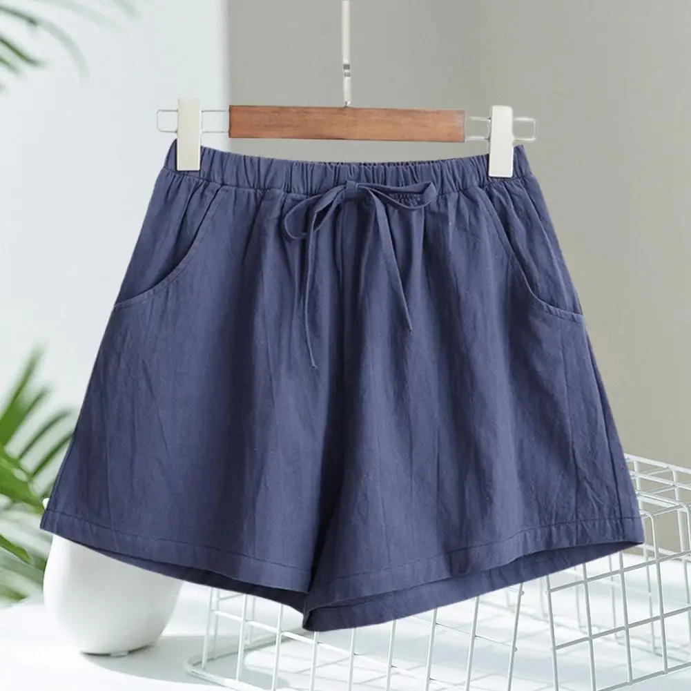 Washable Beach Shorts Solid Color Streetwear Soft Wide Leg Women Casual Shorts