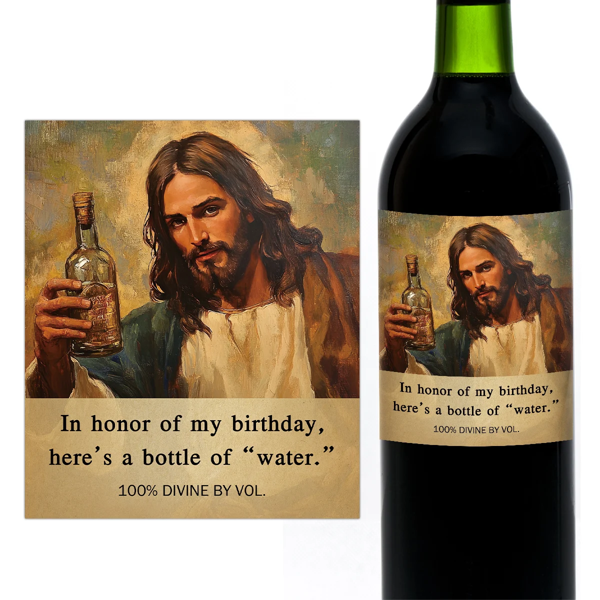 4 Uds. Etiquetas adhesivas divertidas para botellas de vino de cumpleaños, regalo de cumpleaños de broma Divina, decoración de fiesta de celebraciones sociales y divertidas