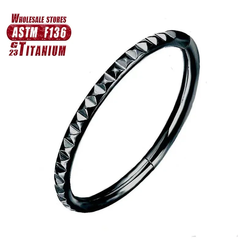 Titanium Septum Clicker Nose Ring with CZ Beads