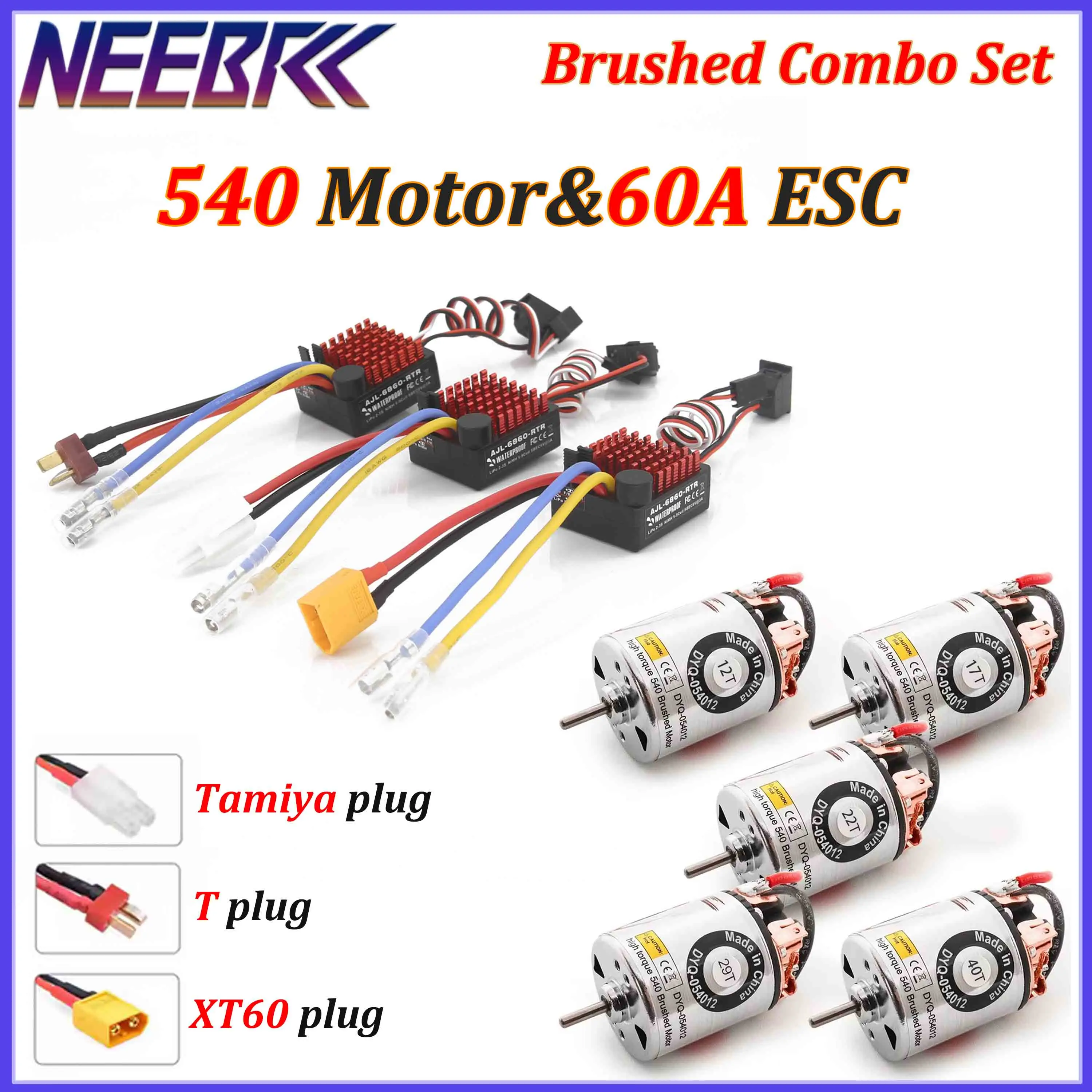 

Комплект NEEBRC: мотор 540 (12T-40T) и водонепроницаемый регулятор скорости 60A для радиоуправляемых машин 1/10, внедорожников, краулеров, Traxxas TRX4, Axial SCX10