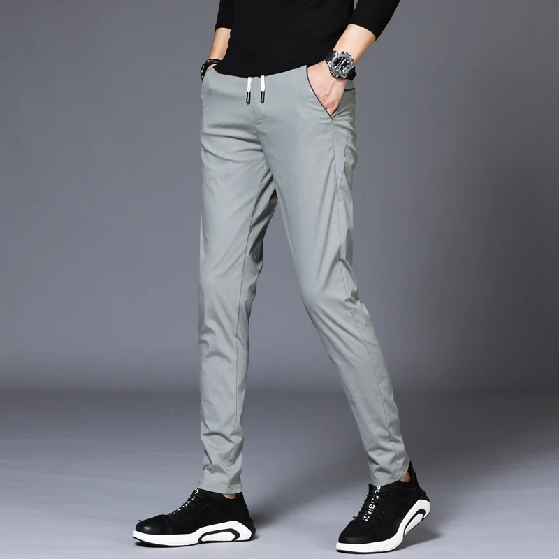 

Autumn Men's Casual Pants Solid Color Versatile Business Trousers Elastic Slim Office Socia Pant Outdoor Sports Jogging Pants