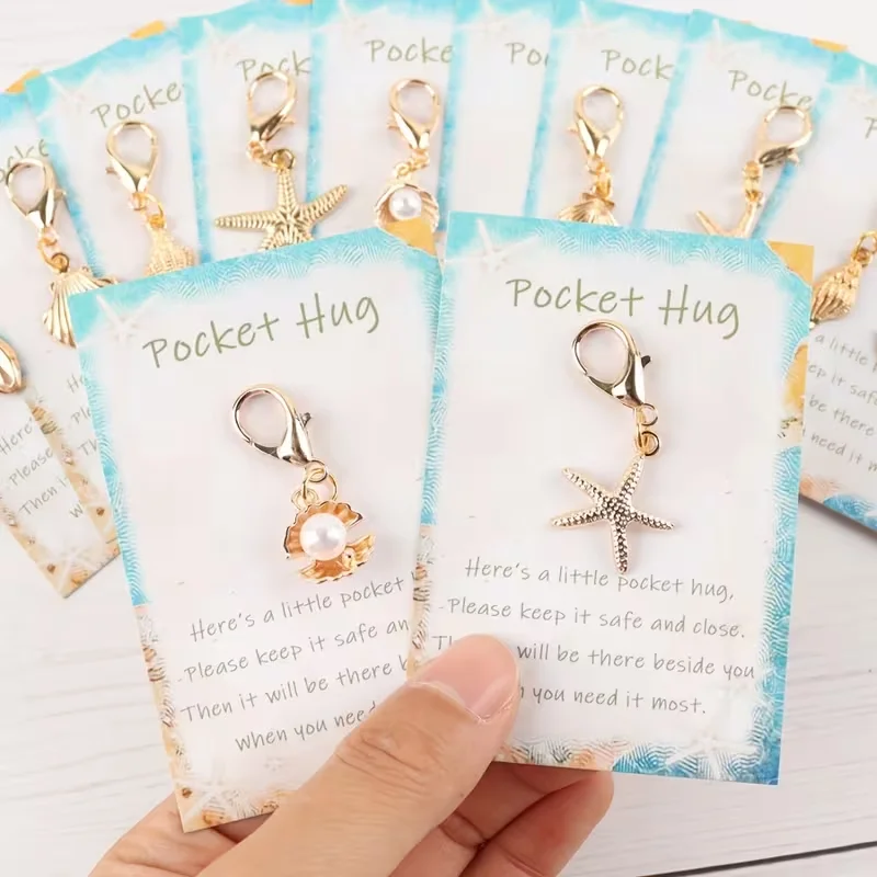 11 Unique and Charming Starfish, Shell, and Conch Keychains and Thank You Cards, Fun Ocean-Themed Keychains, Perfect for Beach Vacations, Birthday Parties, Weddings, Showers, Graduation Ceremonies,