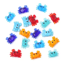 Cartoon Glass Transparent Small Crab Straight Hole Bead Diy Accessory