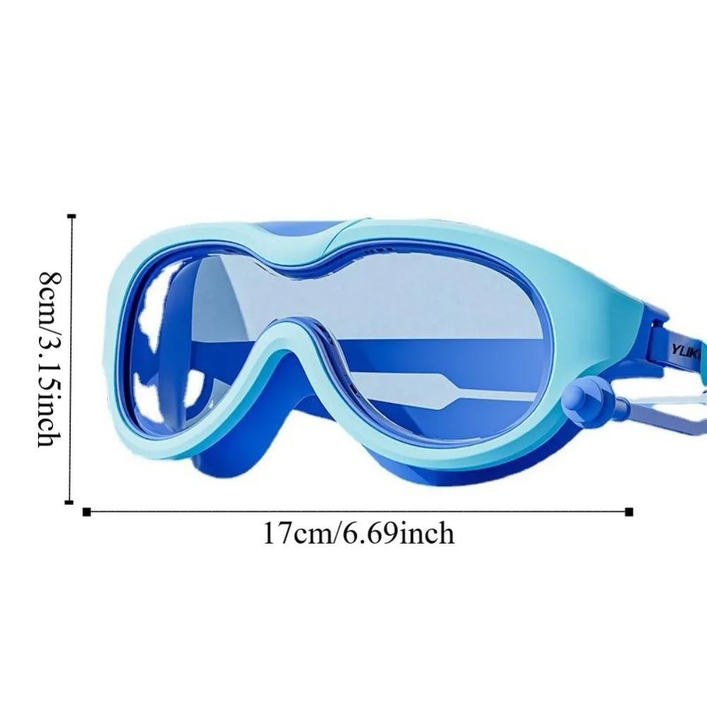 Lunettes de natation à grande monture pour enfants, avec bouchon d'oreille, Anti-buée, couleurs vives, ensemble de lunettes de plongée en verre PC pour enfants