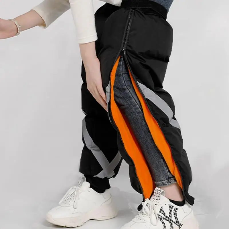 Winter Windproof Motorcycle Leggings Leg Guards Zipper Warm Leggings Covers Cycling Thickened Leg Warmers With Reflective Strips