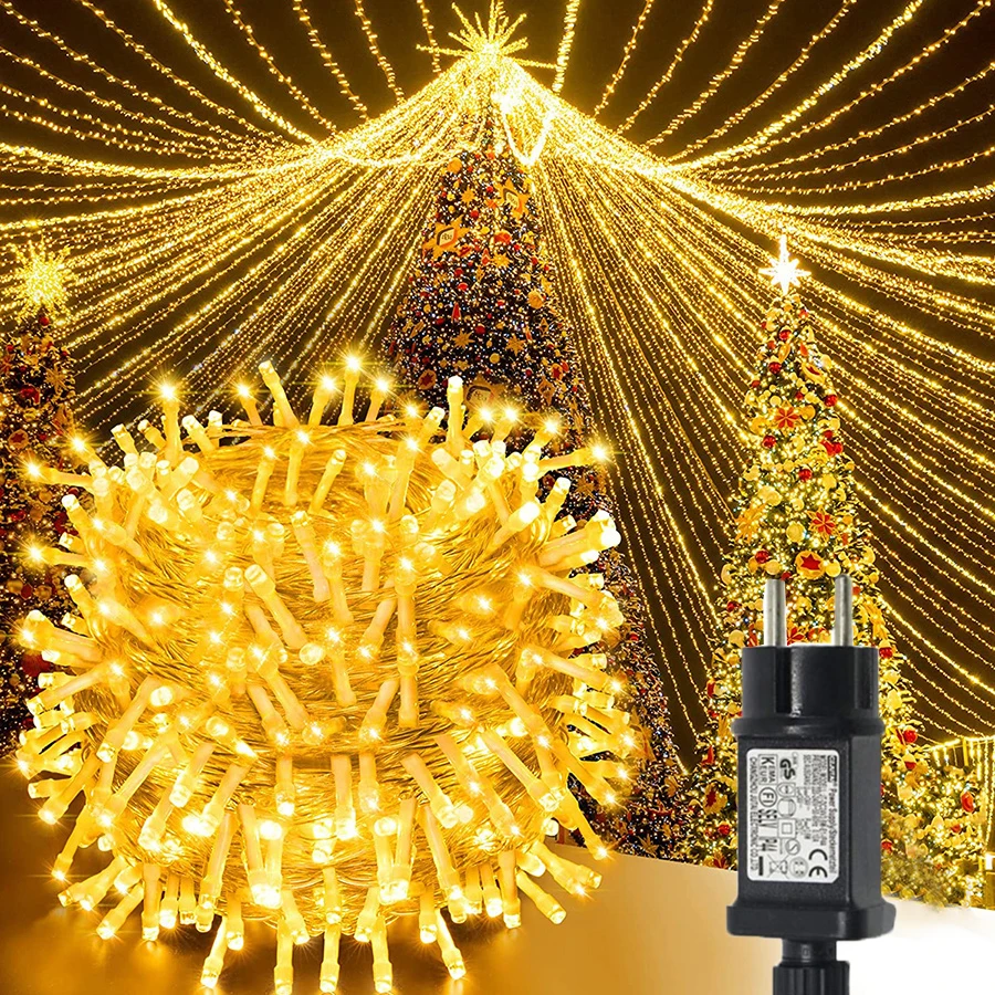 10M 20M 50M 100M Kerstverlichting Outdoor Lichtslinger 8 Modi Waterdichte Kerstboom Kerstverlichting voor Vakantie Decor