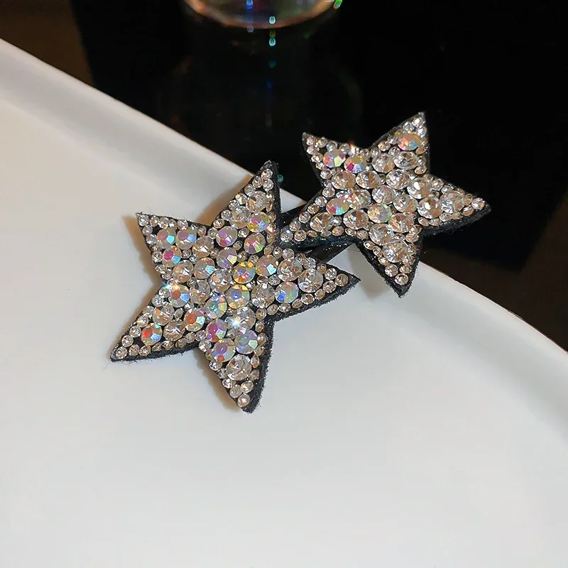 1/2/3 Pcs Double Stars Shiny Rhinestones Hair Clips for Women Sweet Temperament Versatile Luxury Trendy Dainty Accessories Sets