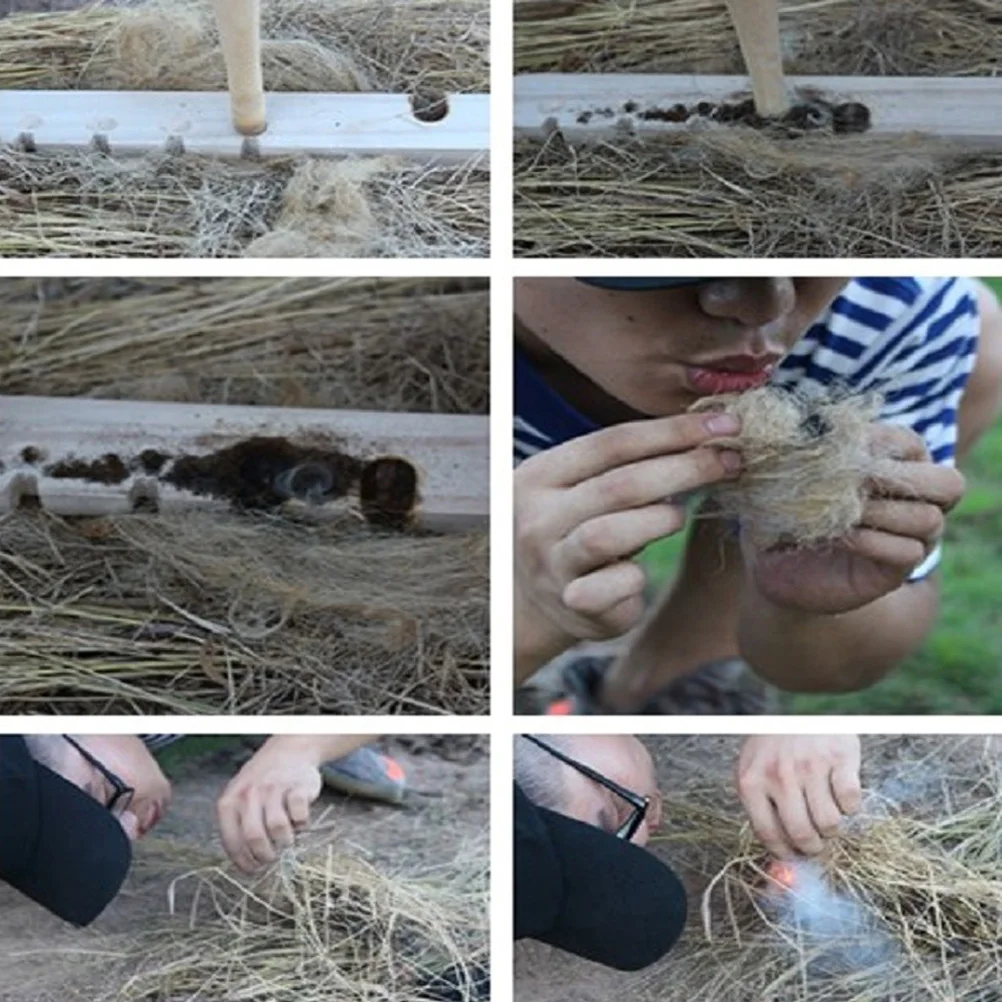 

1Set Natural Wooden Friction Set Outdoor Fire Tool for Camping and Survival Lightweight Drill Wood Starter Reliable Ignition