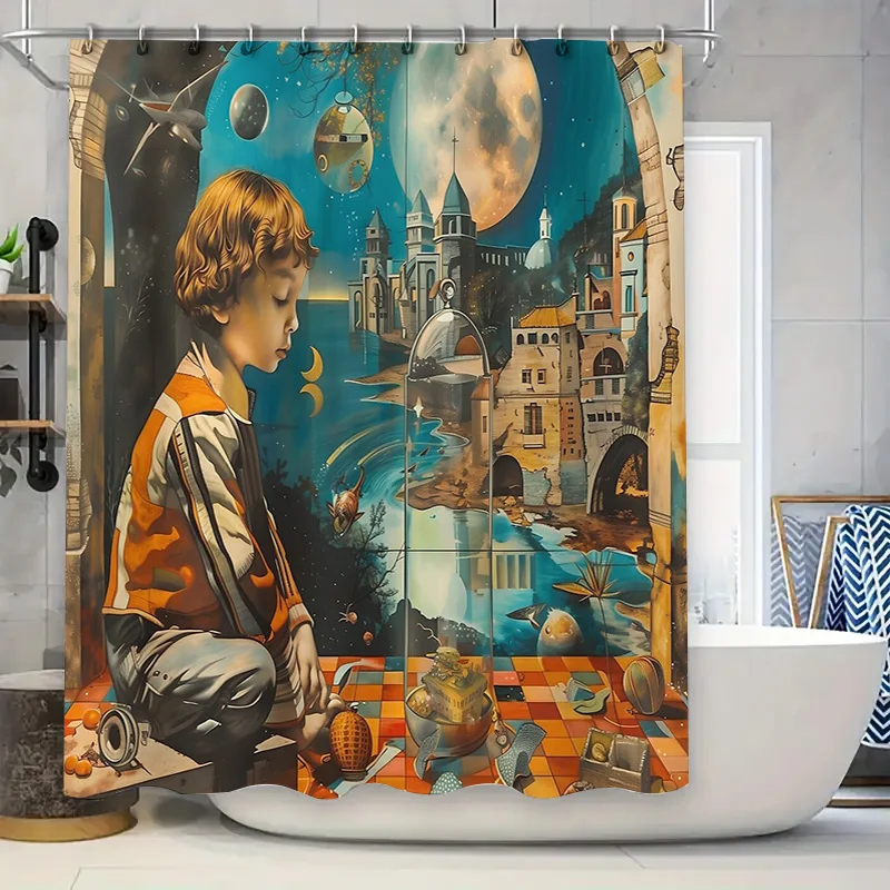 

Fantasy Forest Waterfall Landscape Shower Curtain Vintage Nature Backdrop Bathroom Decor Artistic Wall Hanging Home Textile