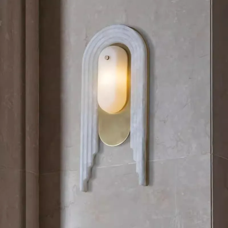 

Italian light luxury designer marble chandelier premium marble restaurant bedroom bar wall lamp