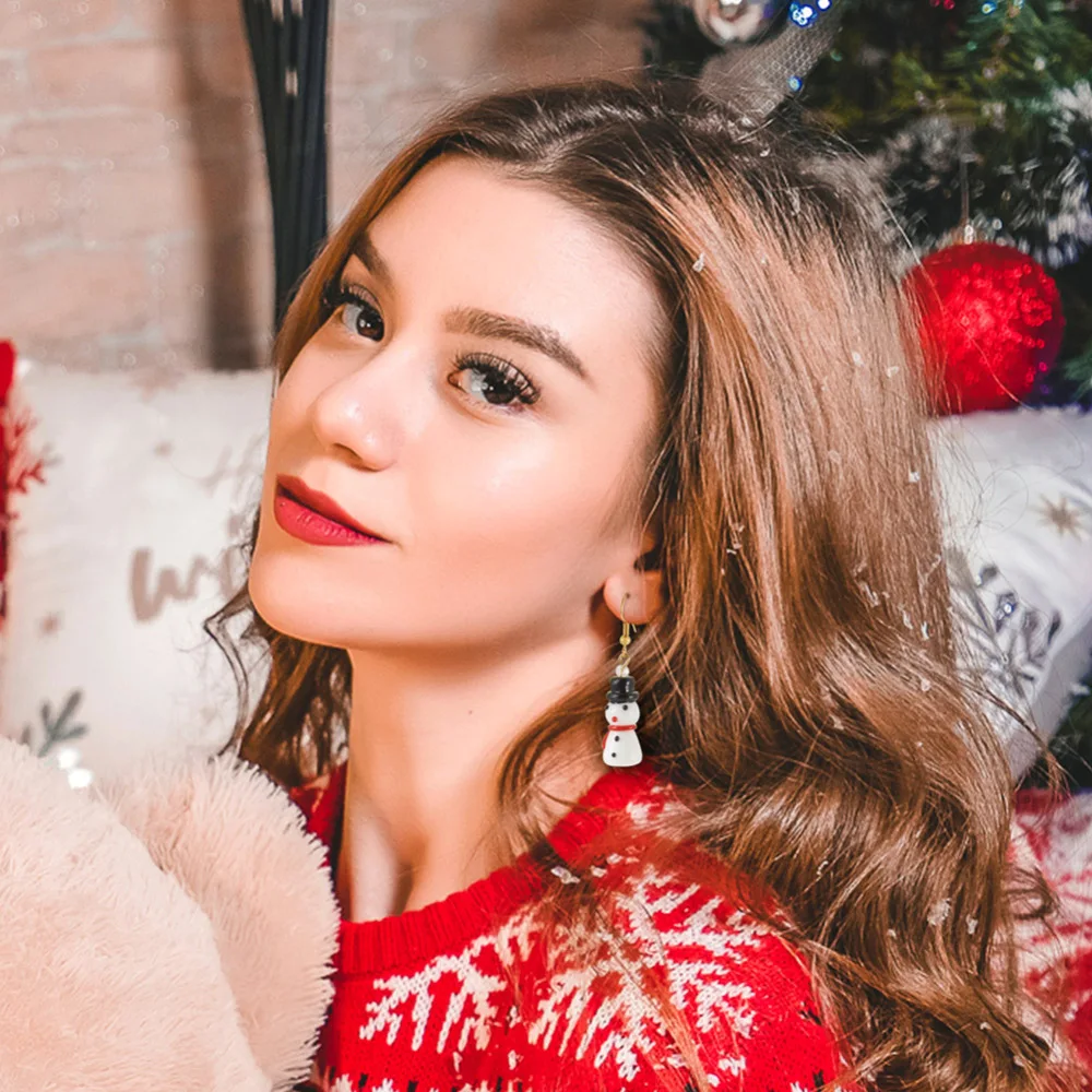 50Pcs Cute Christmas Lampwork Beads & Glass Beads Christmas Tree Snowman Round Beads for Xmas Bracelet Jewelry Making DIY Decor