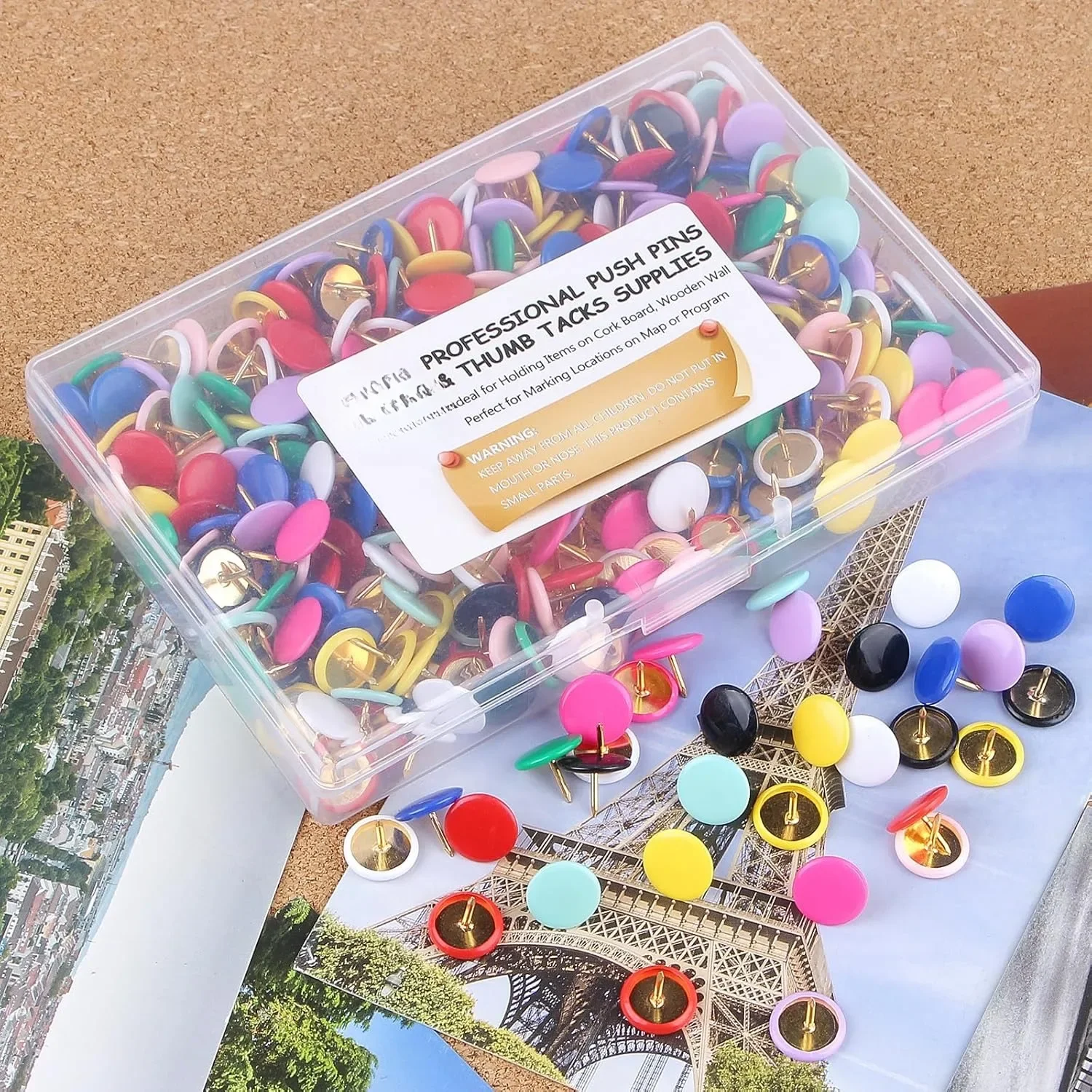 Puntina per pollice 400, chiodo decorativo con puntine rotonde in plastica colorata (colore)