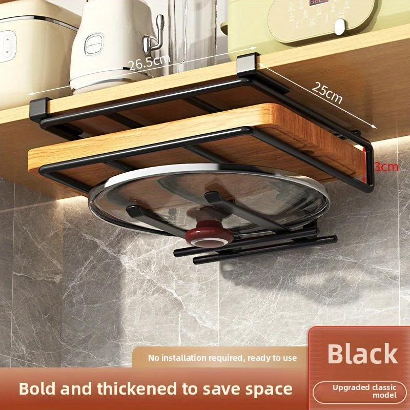 منظم تعليق المطبخ مع خطافات لتعليق الأواني والمقالي مرتب ومريح، حامل المناشف الورقية للمطبخ، حامل غطاء الوعاء #6