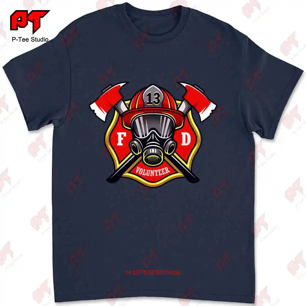 Volunteer Firefighter Nyfd American Helmet Axe T-shirt LWC7