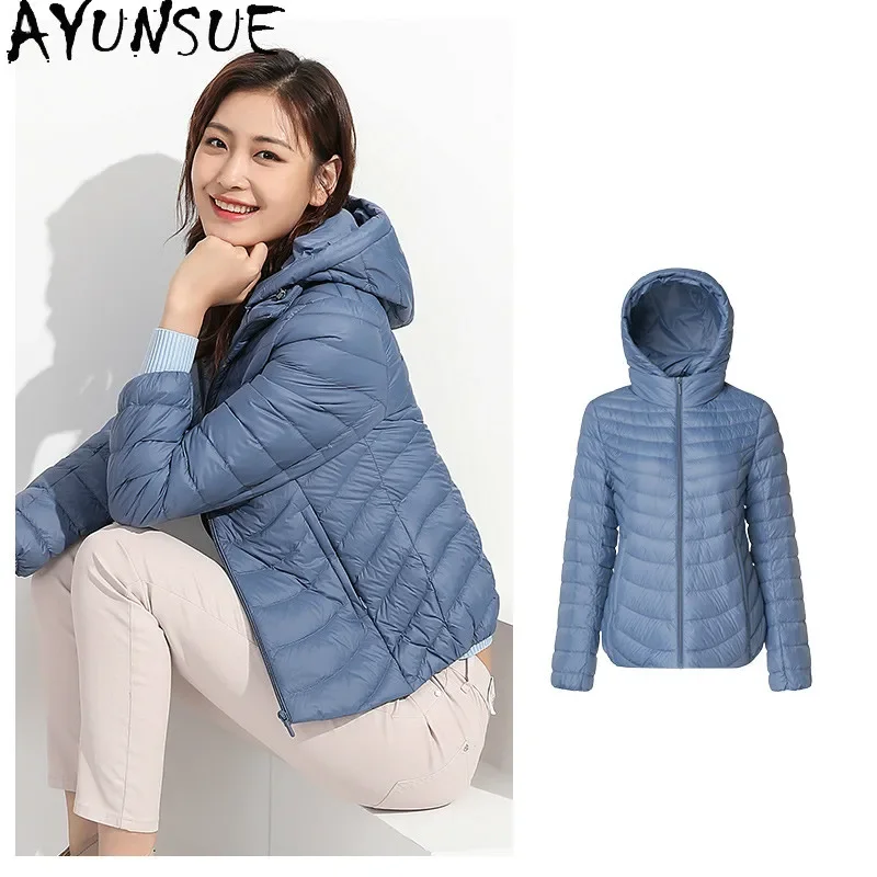 AYUNSUE Women's Down Jacket Hooded Coat Female Ultra Light Down Jacket Women clothes Parka Autumn Winter 2020 Mujeres Abrigos