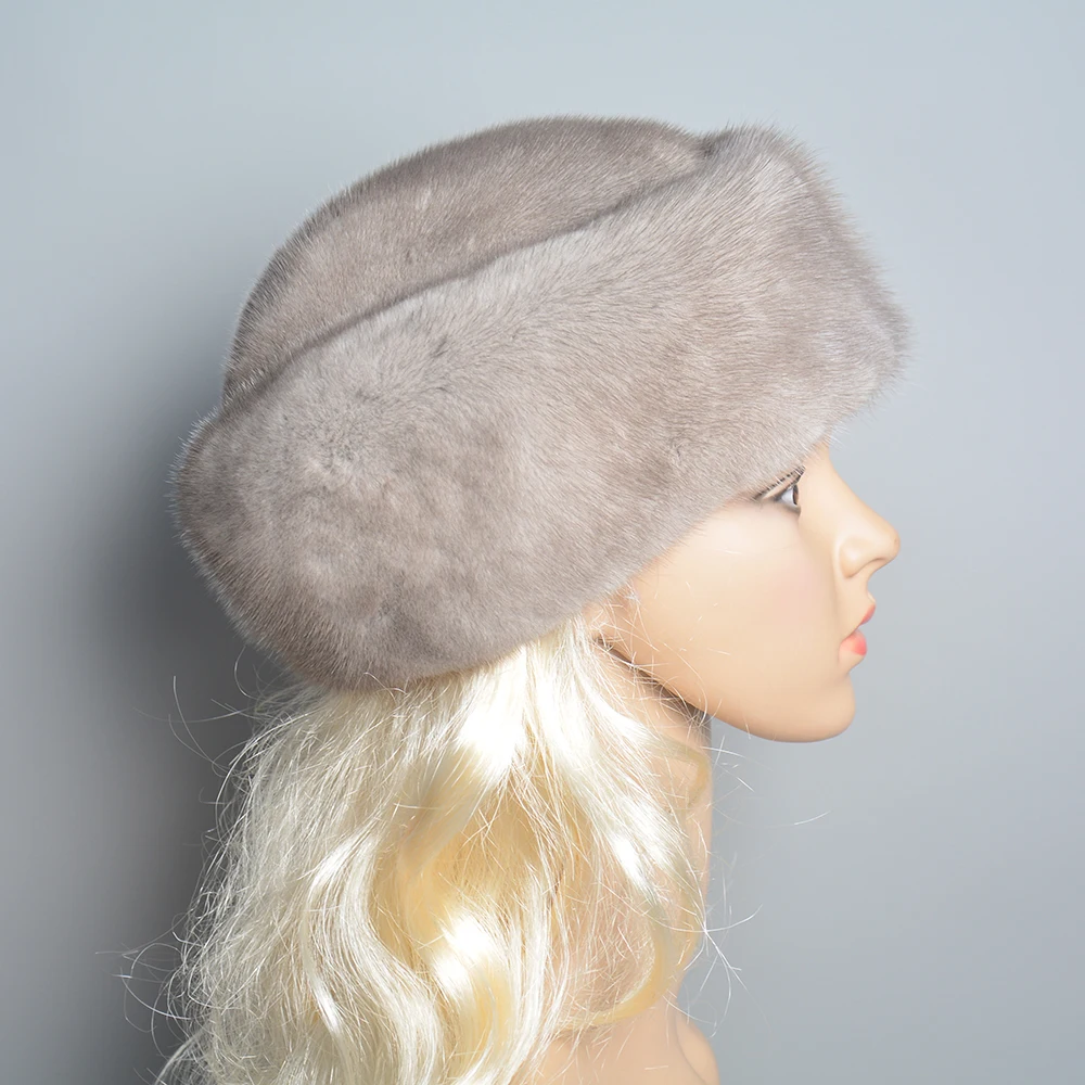 100% Real Natural Whole Fur Mink Fur Hat Women Winter Elegant European and American Fashion Women Fashion Real Mink Fur Cap