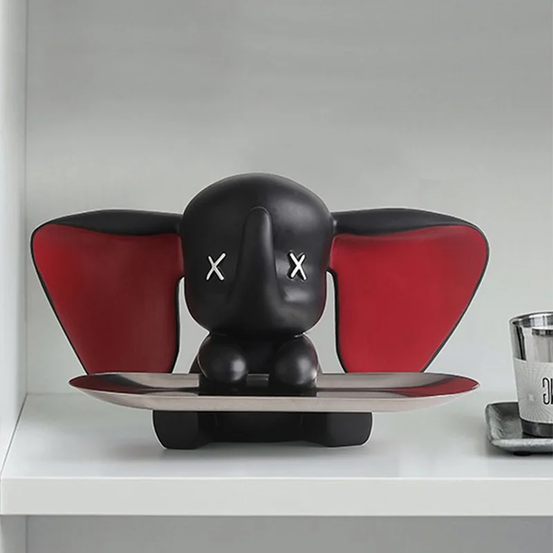 

Dumbo Tray Ornament Entrance Foyer Key Storage Pan Elephant Art Statue Jewelry Plate Living Room Decoration Creative Gift