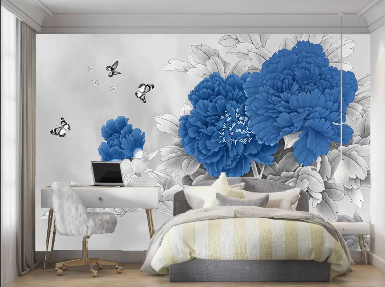 Custom Size Wallpaper Rose Branch Mural European TV Background Wall Living Room Bedroom Floral Home Decoration Photos Wallpaper
