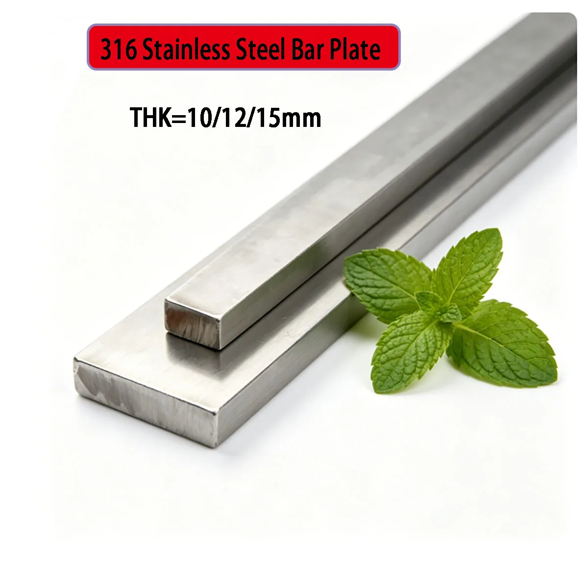 

316 Stainless Steel Flat Bar Plate 10/12/15mm Thick 10‑80mm Width 100‑500mm Length Solid Flat Rod