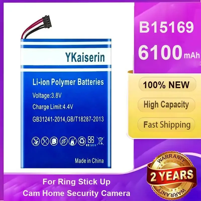 

YKaiserin 6100mAh Replacement Battery B15169 For Ring Stick Up Cam Home Security Camera