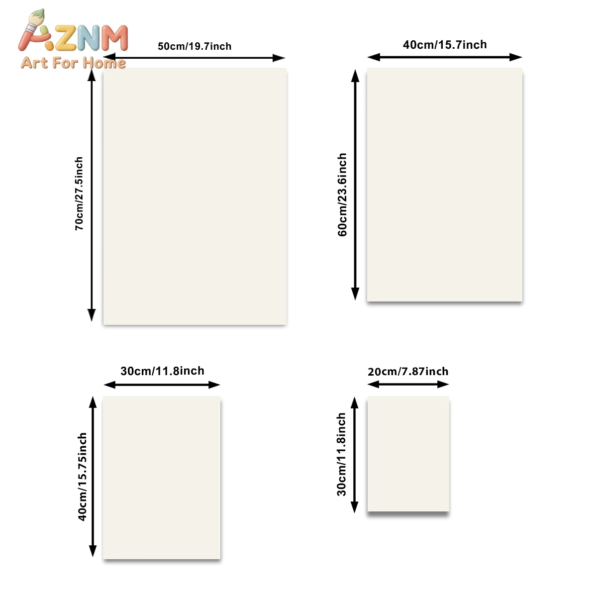 AZNM Blank Unframed Canvas Board, Multi-size Cotton Canvas for Painting Art, DIY Canvas Prints Wall Art for Home Decoration