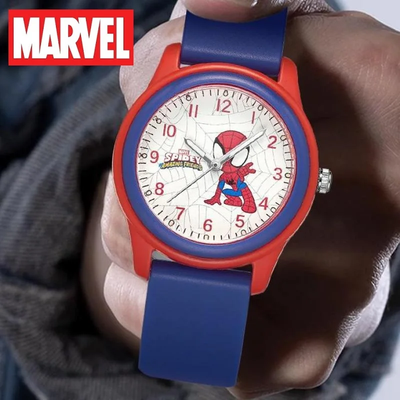 Marvel jam tangan Quartz anak laki-laki, jam tangan Avengers Spider man Captain America Kartun Quartz tahan air untuk pelajar