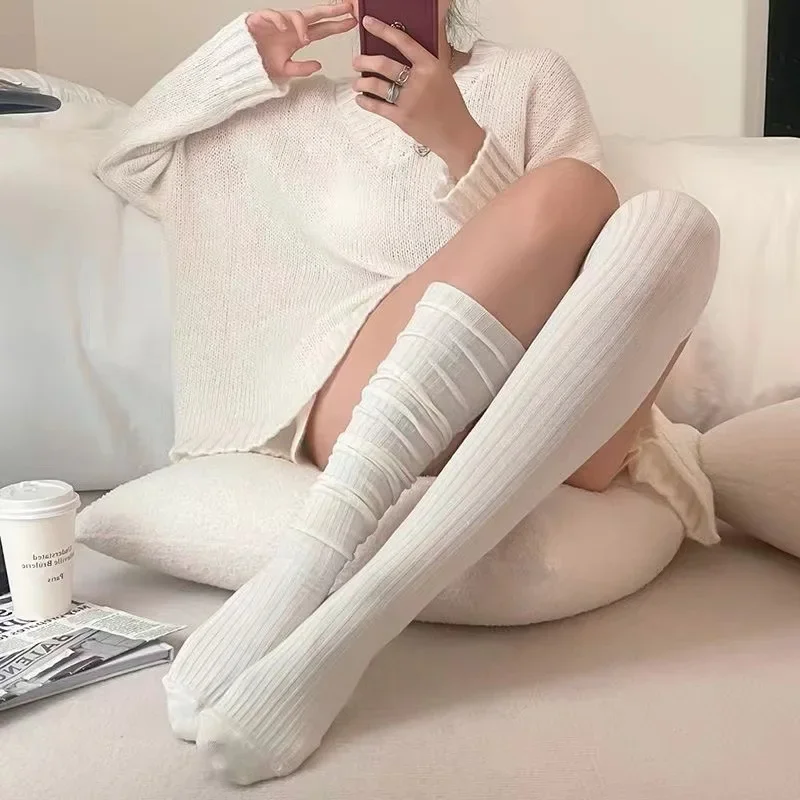 

Весенние женские чулки до колена, белые ворсовые носки, модные ботинки для девочек JK, утягивающие носки, японские носки до икры, хлопковая обувь