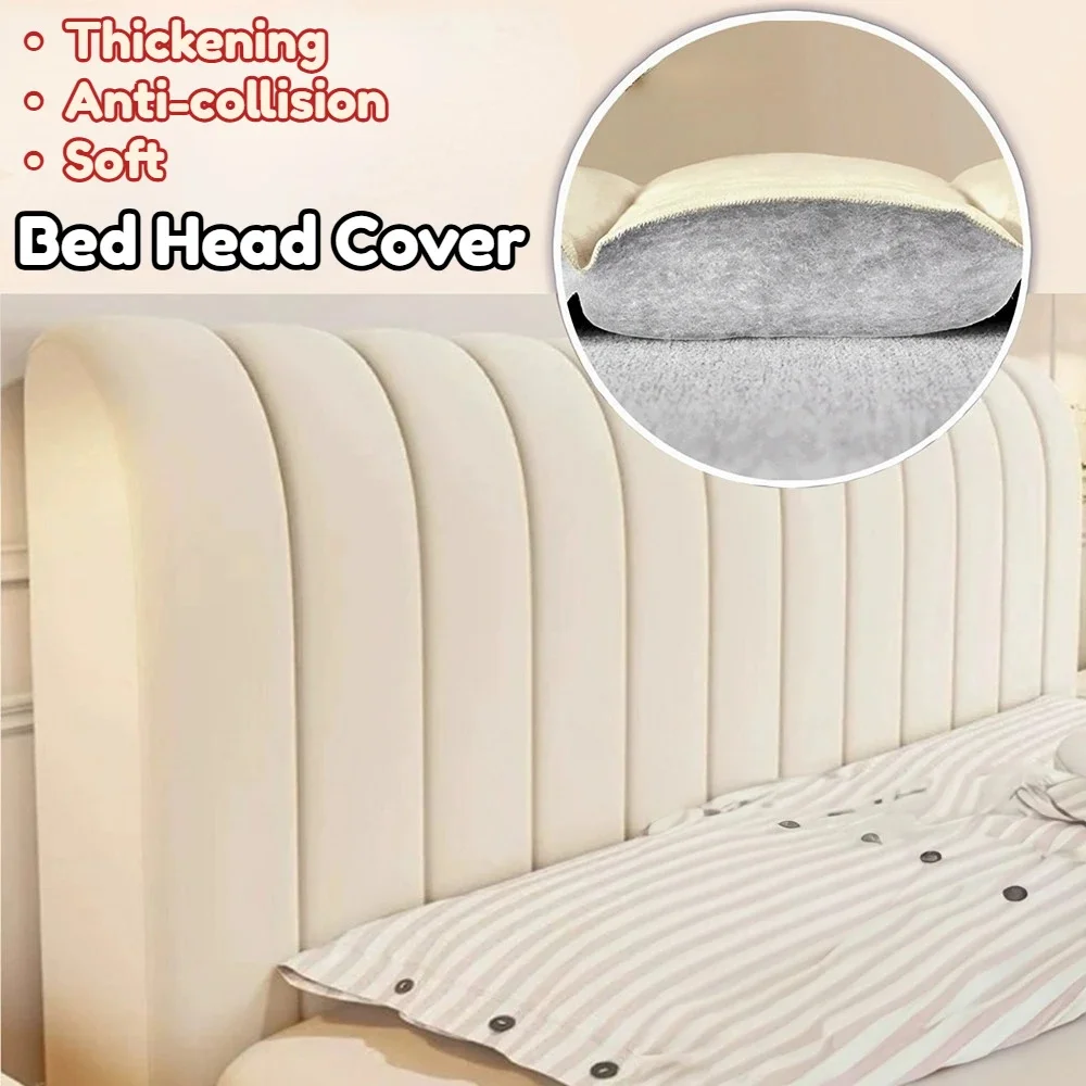 Luxury Soft Thick Velvet Bed Head Cover Headboard Cover All-inclusive Solid Color Bedside Bed Back Dust Protector Home Room Bed