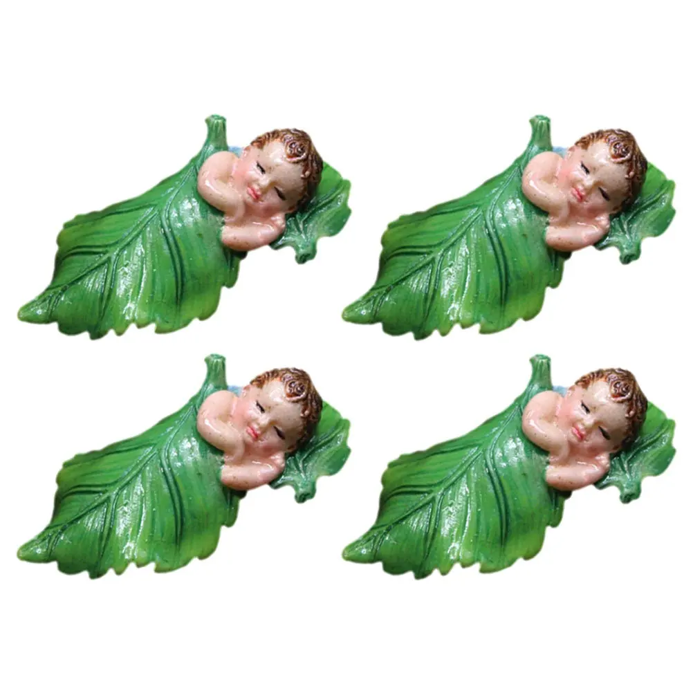 

4Pcs Fairy Baby Miniature Decorative Statues Resin Cute Garden Landscape Ornament for Flower Pots Terrariums Home Office Yard