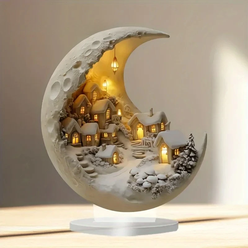 Christmas Xmas Tree Desktop Ornament Moonhouse DIY 2D Decoration Wooden Merry Christmas Signs Plaque 2026 New Years Party Gifts