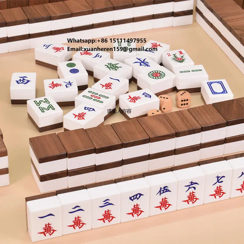 

Yusheng Luxury High-End Mahjong Tiles Black Walnut Wood Acrylic Vintage Custom Hand-Crafted Entertainment Gift Giving