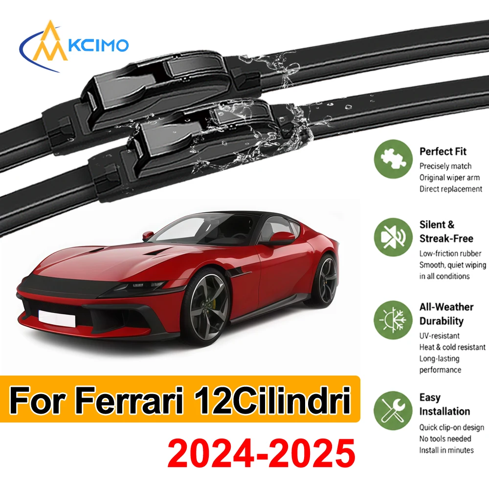 Juego de Repuesto de Limpiaparabrisas para Ferrari 12Cilindri F167 2024-2025, Par Delantero de Goma, Accesorios para Auto, Fácil Instalación