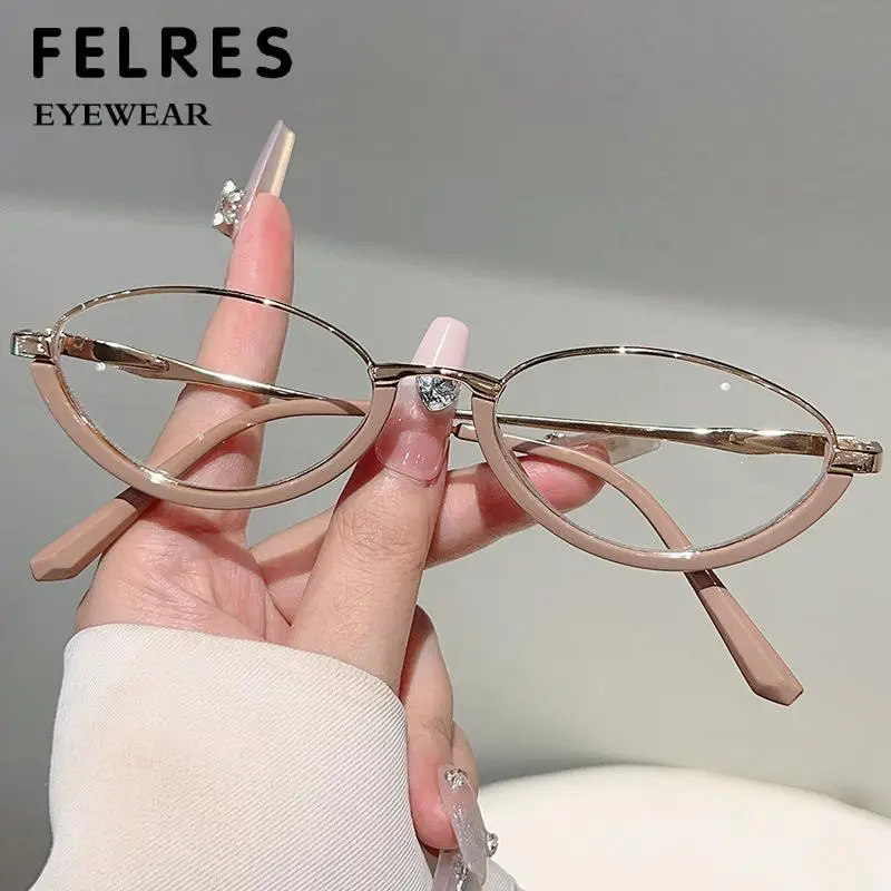 Retro Designer Anti Blue Light Reading Glasses Women Trendy Vintage Brand Design Half Frames Prescription Presbyopic Eyeglasses
