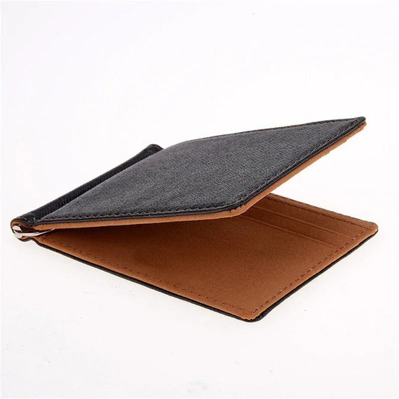 Men Wallet Short Skin Wallets Purses PU Leather Money Clips Sollid Thin Wallet For Men Purses 4 Colors