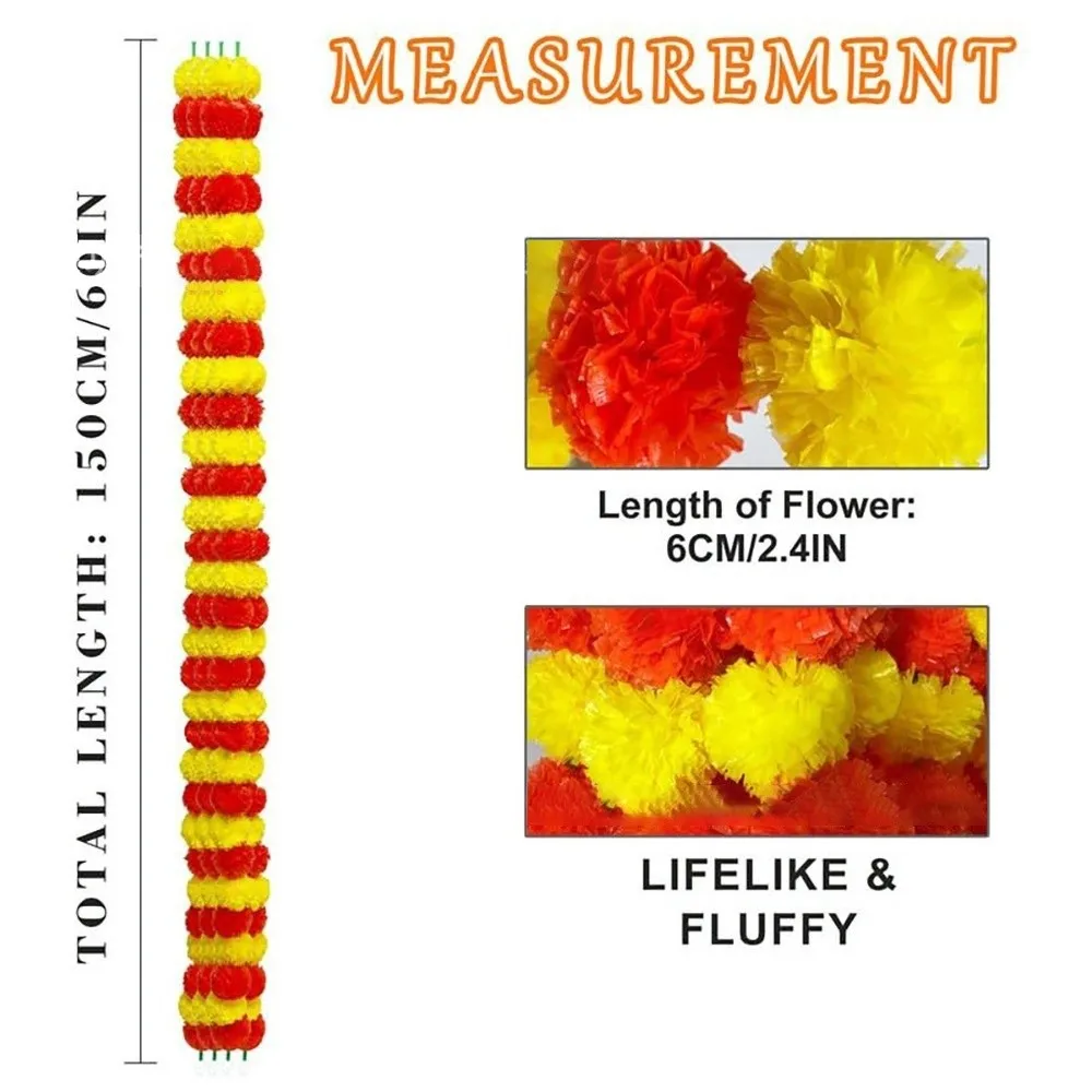 Long Strands Artificial Marigold Garland​​ Pooja Diwali Fiesta Indian DéCor Poo…
