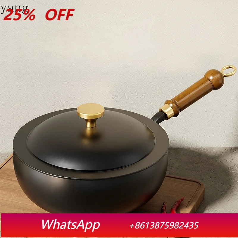 

LTT Household Wrought Iron Uncoated Flat Bottom Big Belly Pot Handmade Hammer Multifunctional Instant Noodle Pot