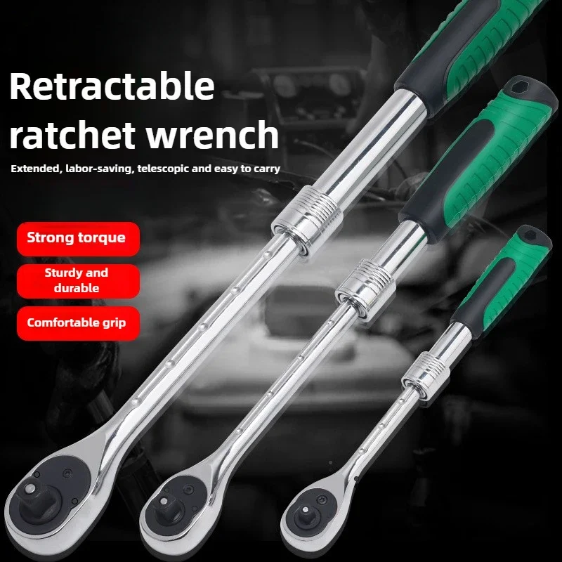 

1/4，3/8，1/2 Inch Drive Socket Ratchet Set Extendable Handle Wrench 72-Tooth Quick-Release Reversible