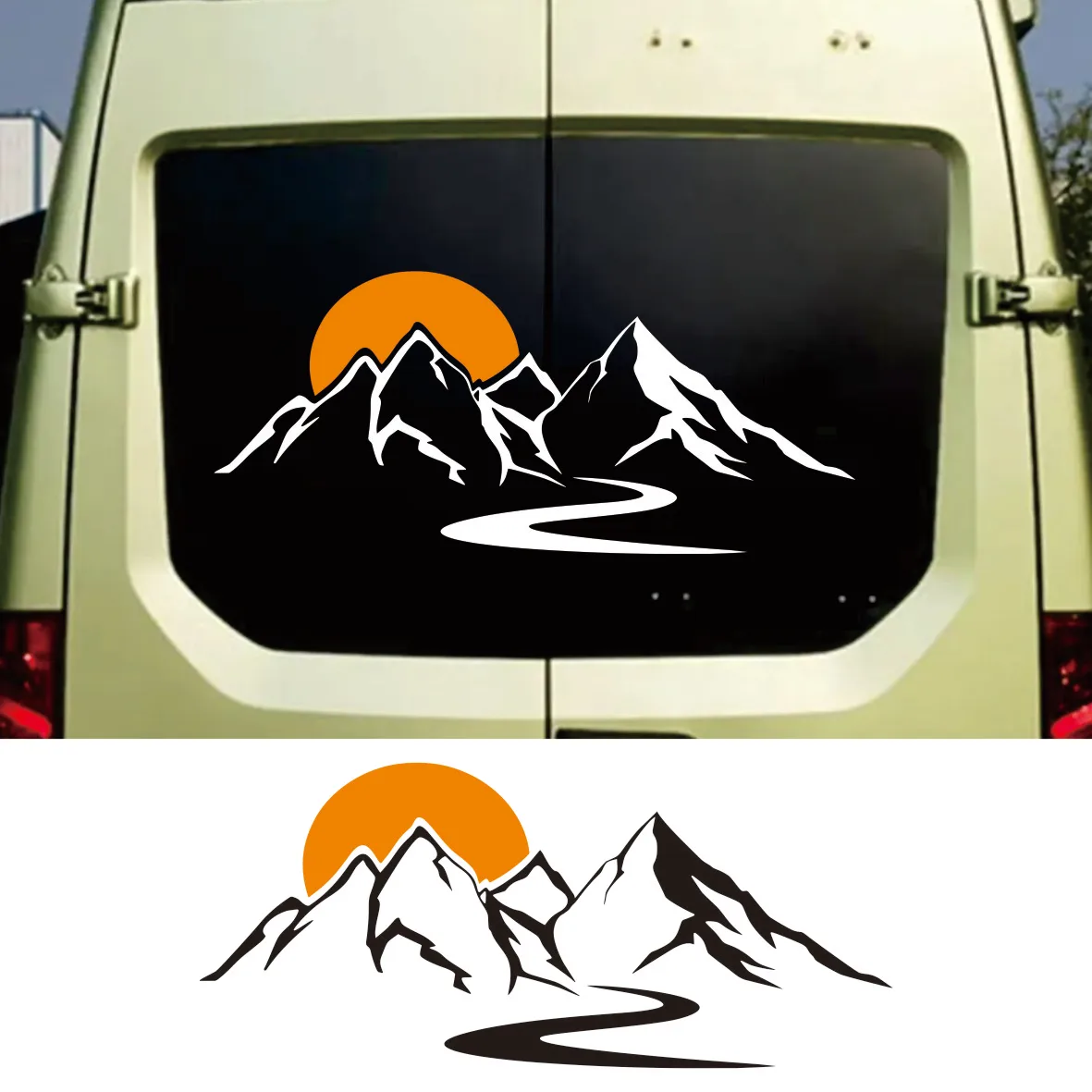 Mountain And Sun Scene Car Stickers Large Caravan Stickers Motorhome RV Truck Vinyl Accessories Horsebox Car Camper Van Decals