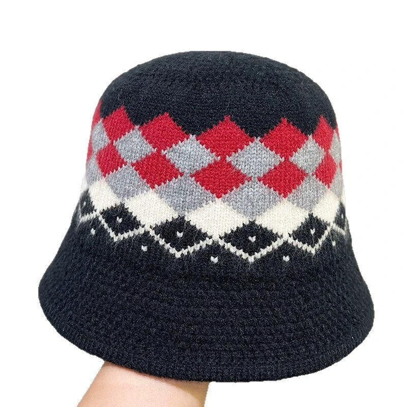 Neue Gestrickte Fischer Hut für Frauen Winter Warme Mütze Fair Isle Stil Koreanische Ohr-Schutz Woolen Hut Große Kopfumfang – Detail 13