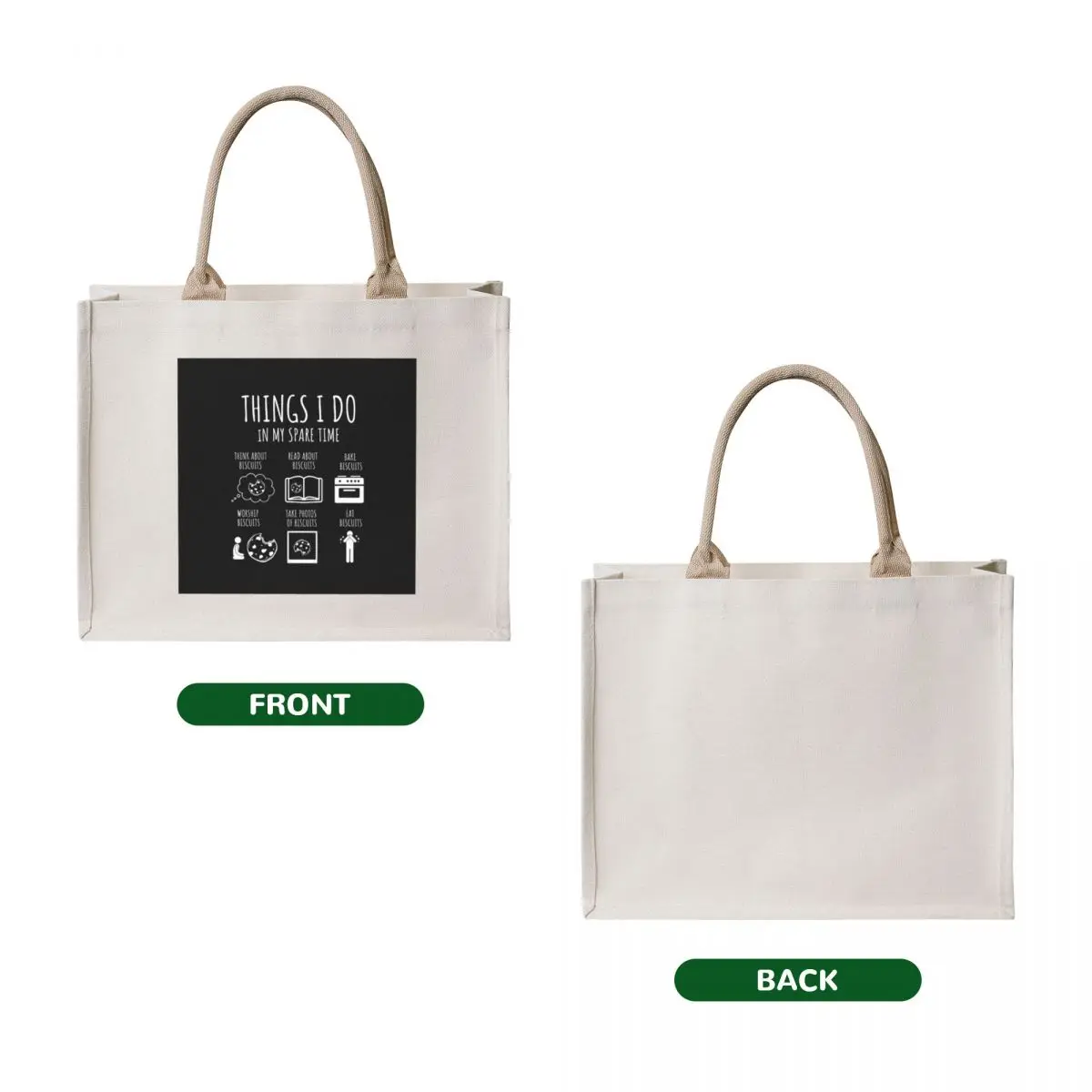 Things I do in my spare time - biscuits Tote Bag Canvas shoulder bag university shopper bag Large bags for women