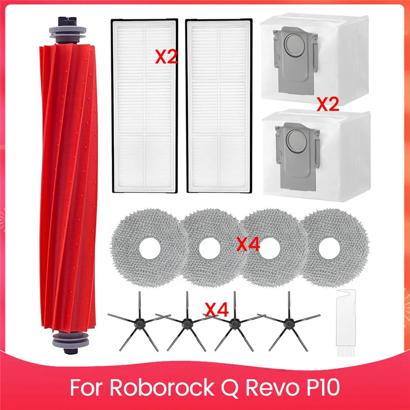 Untuk Roborock Q Revo, P10 Robot Penyedot Debu Suku Cadang Pengganti Sikat Sisi Utama Filter HEPA Bantalan Pel Kantong Debu-A77G