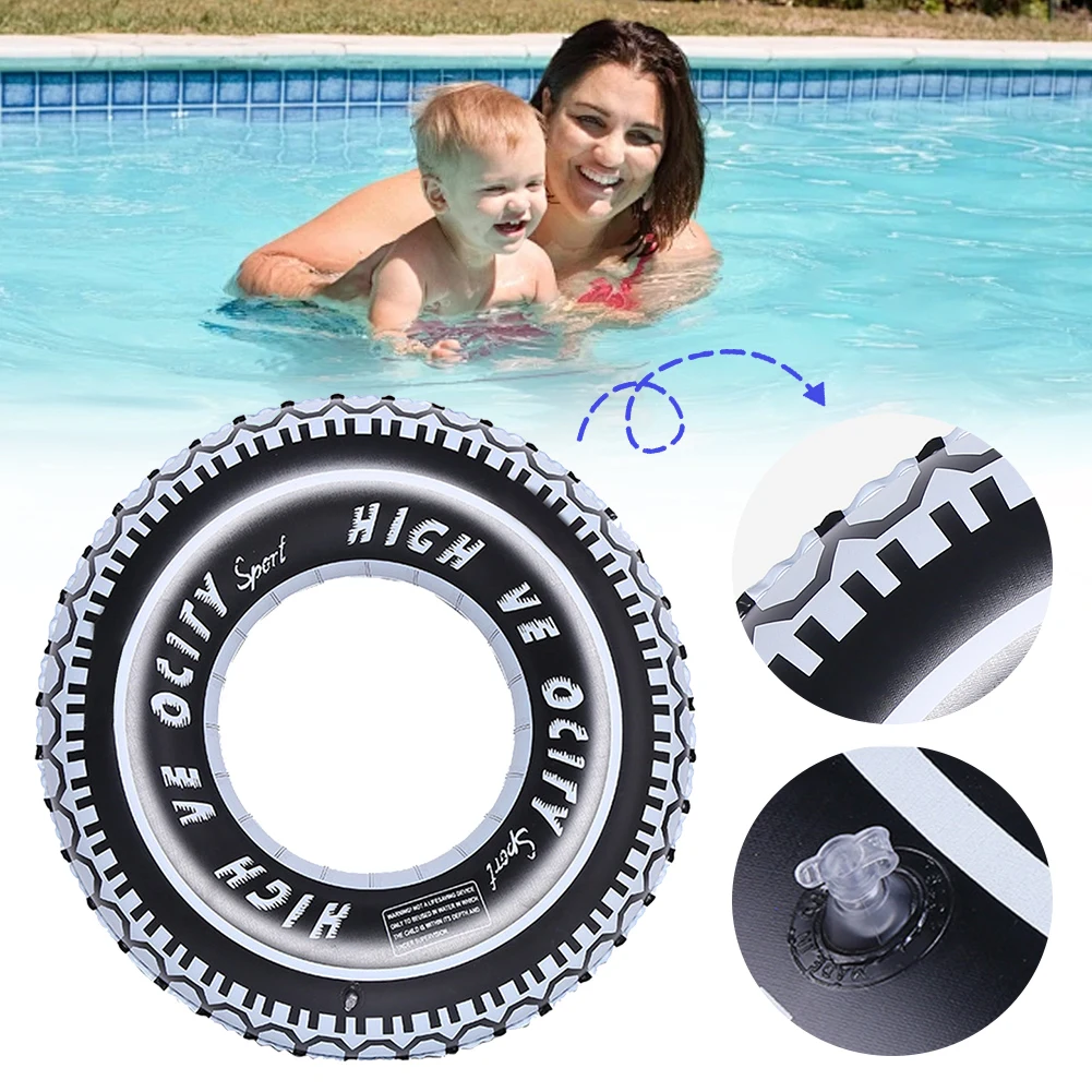 Tire Pattern Pool Floating Rings Leakproof Inflatable Swim Ring Swimming Rings Floaties PVC Pool Floats for Summer Pool Party